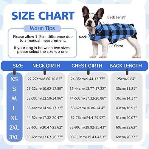Kuoser Cozy Dog Winter Coat, Windproof Dog Jacket British Style Plaid Cold Weather Dog Coat Reversible Warm Dog Vest For Small Medium Large Dogs Blue S #TOP3
