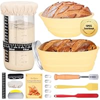34oz Sourdough Starter Kit with 2 Proofing Baskets only .41: eDeal Info