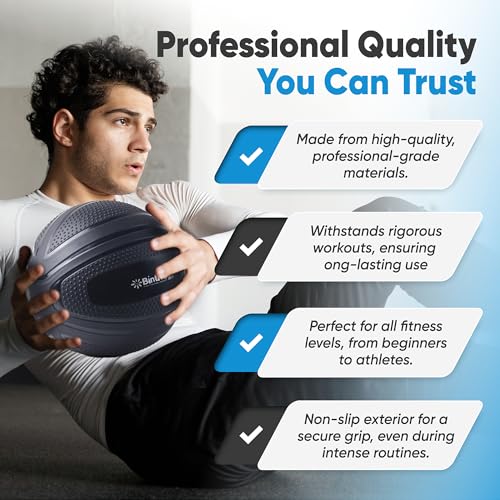 bintiva Non Bounce Slam Ball - Exercise Weighted Deadball for Workout and Fitness Routines - Medicine Dead Weight Ball - Image 4
