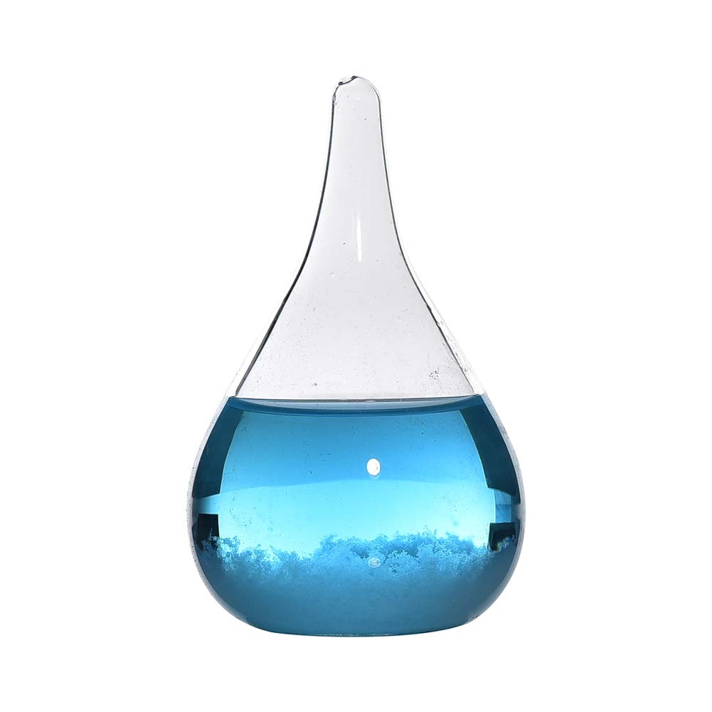 Storm Glass Weather Barometer Forecast,Creative Desktop Decorative Water Drop Glass Barometer Forecast Bottle Weather Station (Blue)