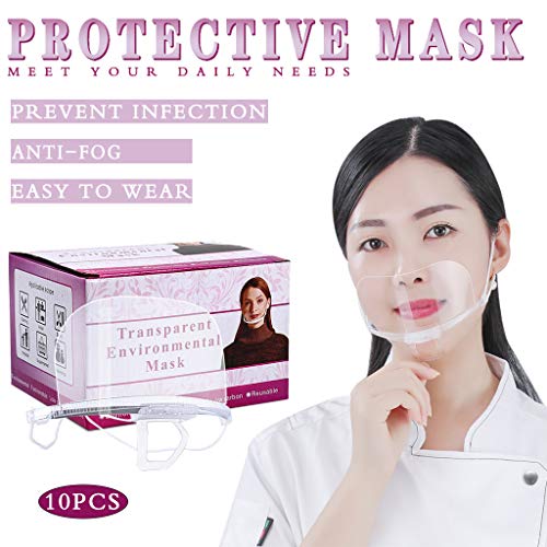 Preisvergleich Produktbild Anti-Öl Splash Transparent Schutzvisier, Schutzvisier in Transparent, Gesichtsvisier aus Kunststoff, Universal Gesichtsschutz,Visier zum Schutz vor Flüssigkeiten / Face Shield für Mund Nase (10PC)