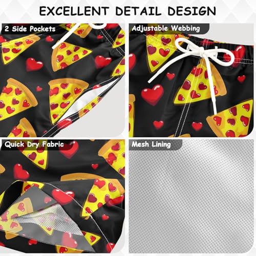 Boys Swim Trunks Pizza Food Red Heart Toddler Swim Shorts Beach Board Shorts Swimsuit3