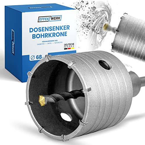Effektwerk Foret circulaire - Perceuse à douille SDS Plus 68 mm pour le perçage du béton cellulaire, de la brique et de la pierre naturelle - Perceuse à douille à fraiser professionnelle