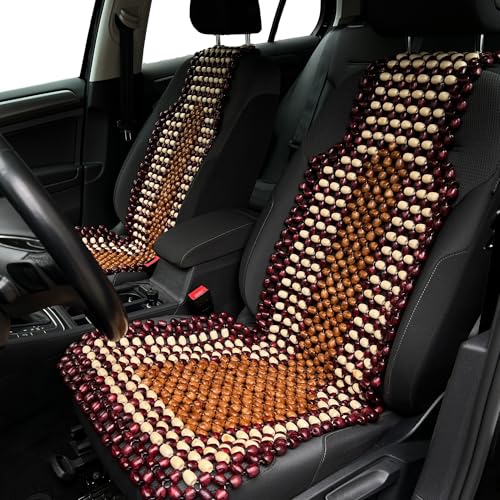 Lavalis Handgefertigter Autositzbezug Streifenmuster aus Holzperlen, Rückenmassage, belüftete Matte, Komfort für LKW-Fahrer, Autositzauflage mit Holzperlen-Massage, Universelle Passform, 1 Stück