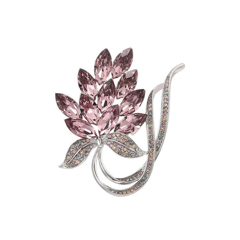 Image of Flower Brooch Pin - Rhinestone Flower Pin 18k Gold Plated - Thanksgiving Day, Birthday, Wedding Gifts for Mom, Wife