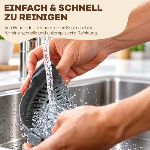Netrox Schnappsieb aus Silikon, Nudelsieb Aufsatz für Topf & Pfanne – Ansicht 4