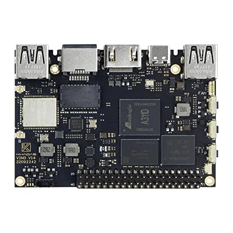 khadas Single Board Computer, VIM3 Pro Amlogic A311D with 5.0 TOPS NPU,Neural Processing Unit for A.I.Switchable PCIe and USB 3.0,Dual Independent Displays,Dual Cameras (4+32GB) Cover