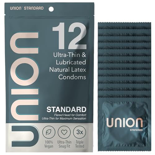 UNION Standard Condoms – Ultra-Thin Natural Latex, Lightly Lubricated, Vegan-Friendly,...
