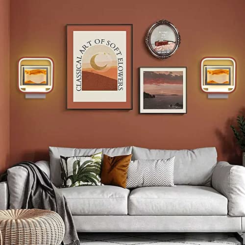 Zfhtao Moving Sand Art Picture Wall Lamp, 360° Rotating Hourglass Lights, 3D Dynamic Moving Wall Art Deep Sea Sandscape Square Glass Crafts Room Decoration #TOP6