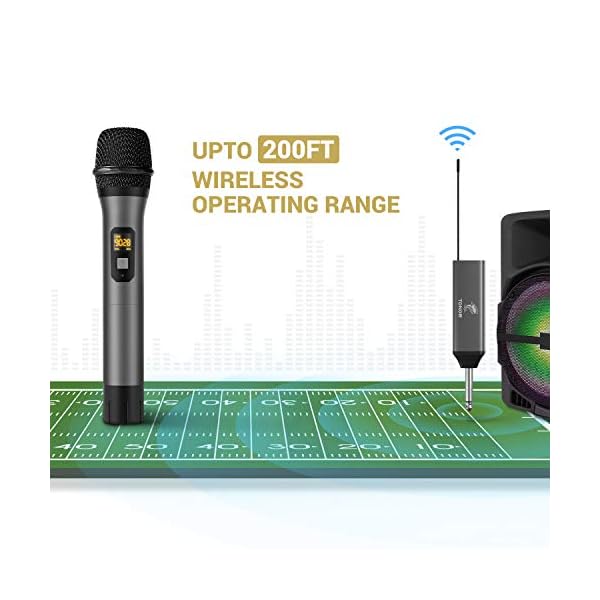 TONOR Wireless Microphone, UHF Dual Cordless Metal Dynamic Mic System with Rechargeable Receiver, for Karaoke Singing, Wedding, DJ, Party, Speech, Church, Class Use, 200ft (TW-630) - Image 4