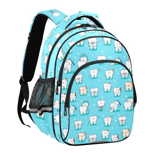 Dental Teeth Pattern Backpack for Kids Elementary School Bag Boys Girls Bookbag Travel Backpack Daypack2