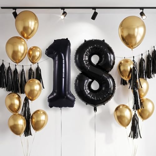 Image of YPSelected 32 Inch Large Foil Helium Number Balloon Birthday Wedding Party 0-9 (Black, 8)