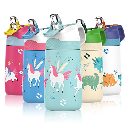 Fjbottle 13 oz-14 oz patent design insulated kids water bottle wi…