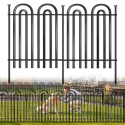 Decorative Garden Fence, 10 Panels No Dig Fence, 32 in(H) x 24.16 ft(L) Animal Barrier for Dogs Rabbits, Rustproof Metal Arched Decorative Garden Fences for Flower Bed, Outdoor, Yard, Patio