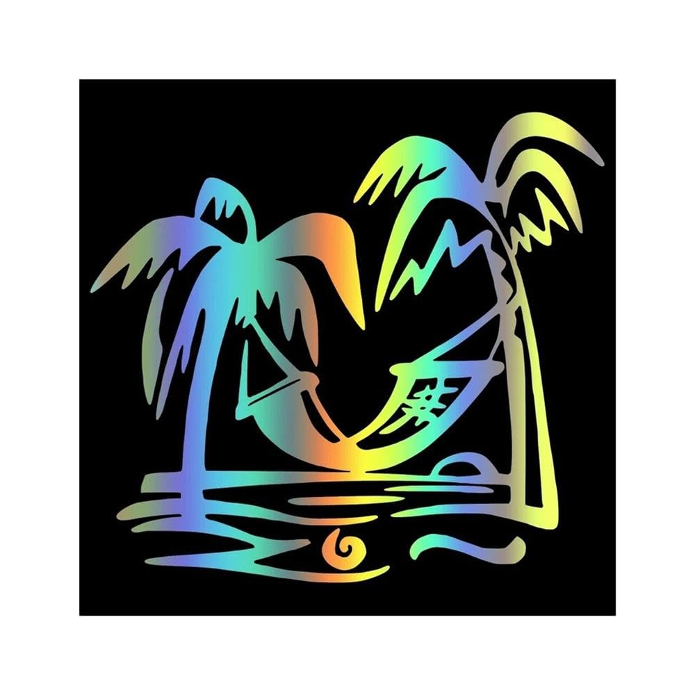 Beach Hammock Palm Trees Ocean Car Stickers Vinyl Decal Motorcycle Decorative Accessories(Laser)