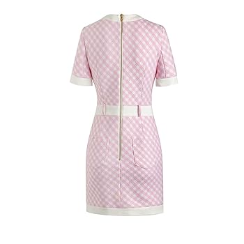 【新品未使用】San Rocco Tweed Knit Dress pink S Sleeveless Button Front Tweed Shift Dress | New York & Company