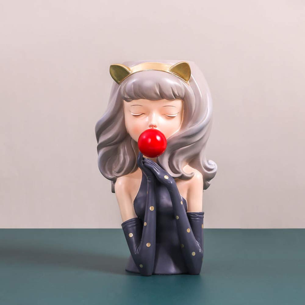 Grand vase fleur bulle de gomme résine grise figurine décorative pour cadeau de crémaillère