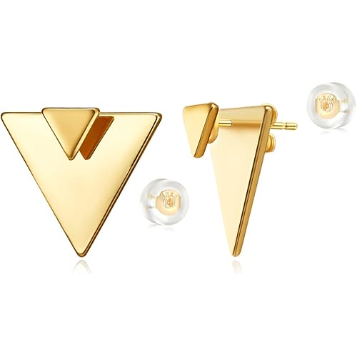 MYEARS Women Earrings Gold Stud 14K Gold Filled Small Simple Handmade Hypoallergenic Everyday Jewelry