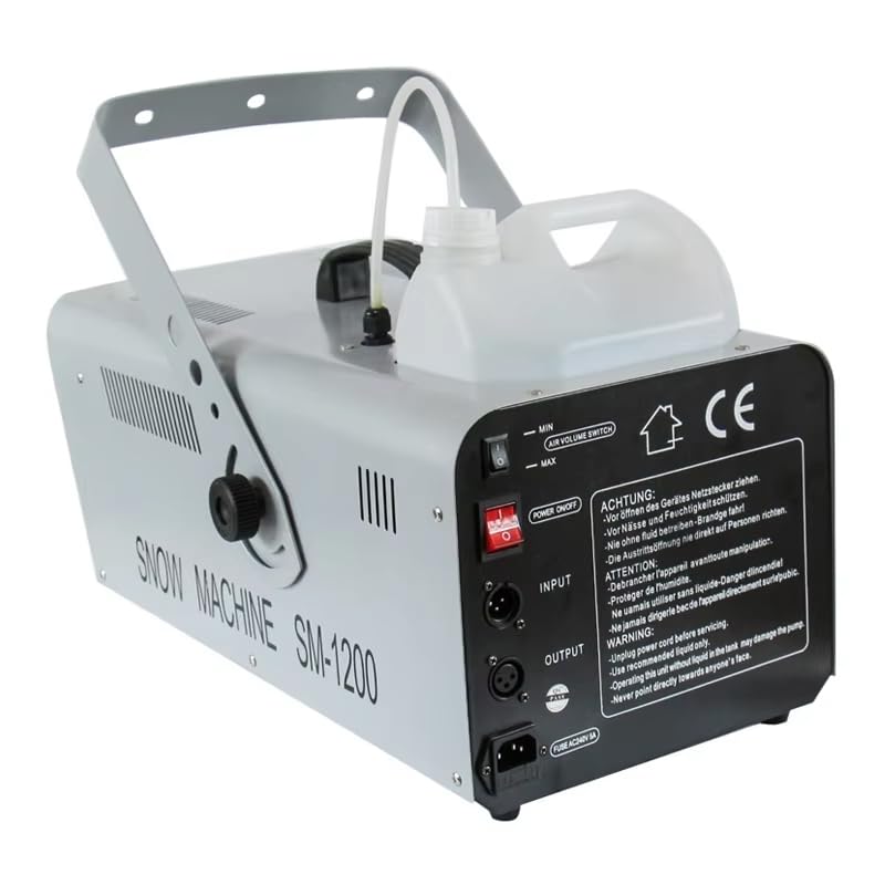 Máquina de Nieve 1500W Gunner Smoke con Control Remoto y DMX, Profesional para Efectos de Escenario, Fiestas, Navidad y Bodas, Alcance hasta 6 Metros, Tanque de 5L, Soporte Ajustable