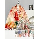 VENVSBEE Reversible Scarf Soft Large Shawl Wrap Blanket Double Sided Art Print Warm Pashmina Stoles Klimt Van Gogh Gifts - Image 4