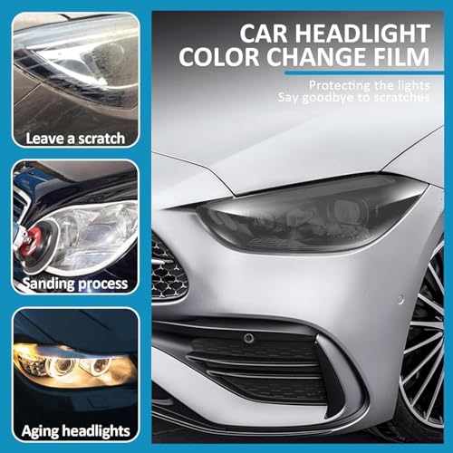 Image of WALLMATE Headlight Taillight Film Self Adhesive Smoke Film Fog Light Film Vinyl Tint Wrap Film Car&Bike Protection Film Sheet Sticker (Light Black Smoke, 24x60 Inch)