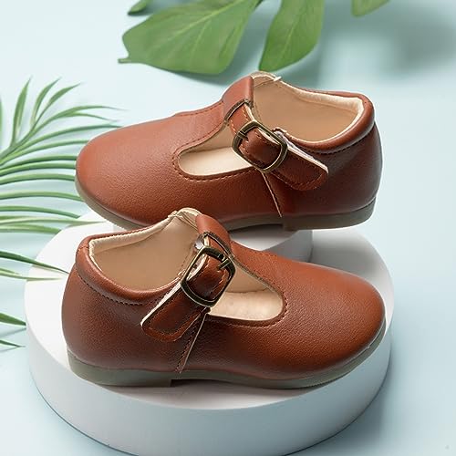 Small Leather Shoes for Girls Mary Jane Shoes,Low Heel Dance 𝐅lats Flower Girl Wedding Party School Shoes2