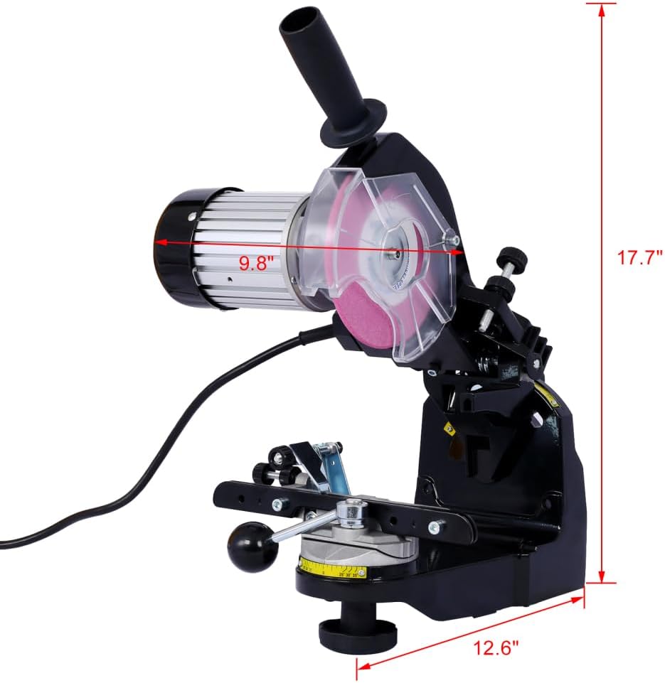 Universal Professional Chainsaw Sharpener - Multi-Angle Adjustable 120V Bench Grinder for All Chainsaw Chains(Black)