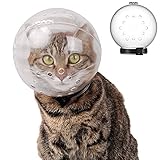 Komii 猫 口輪 ペットマスク ペットエリザベスカラー 宇宙ヘッドギア口輪通気性 透明 爪切り補助用 噛みつき防止 拾い食い防止 (M)