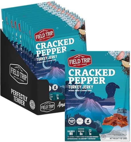 Field Trip Turkey Jerky, Cracked Pepper, 1oz, 12 Pack