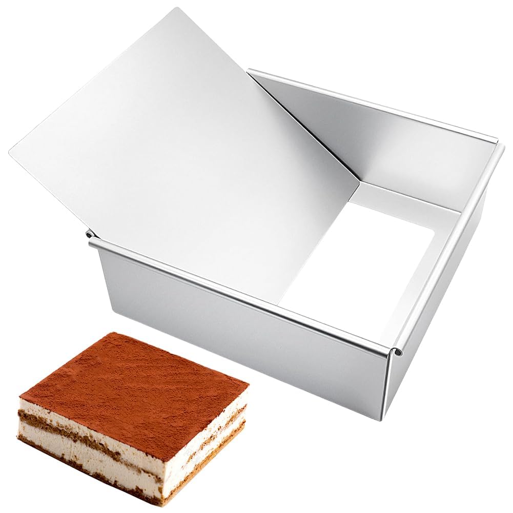 Moule Carré à Gâteau, 20 ×20 cm, Moule à Gâteau Carré en Aluminium Anodisé Antiadhési, Moules à Pâtisserie, avec Revêtement Antiadhésif et Fond Amovible