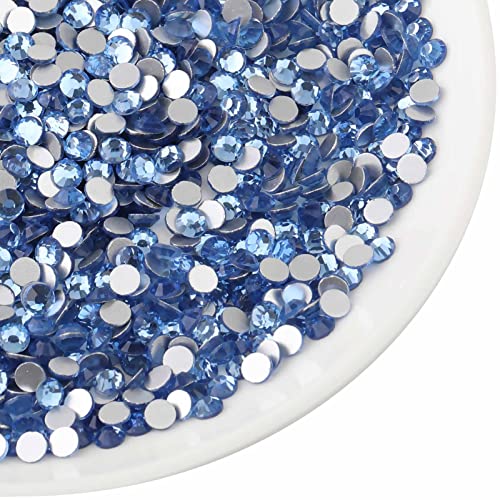 Image of Beadsland 2880pcs Flat Back Crystal Rhinestones Round Gems for Nail Art and Craft Glue Fix,Light Blue,SS10,2.7-2.9mm | Flatback Glass Gems, 2.7-2.9mm, for Nail Art Craft, Glue Fix,Light Sapphire