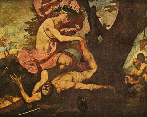Pintura mural en lienzo de Marsias de Ribera para decoración de dormitorio de 60x90cm