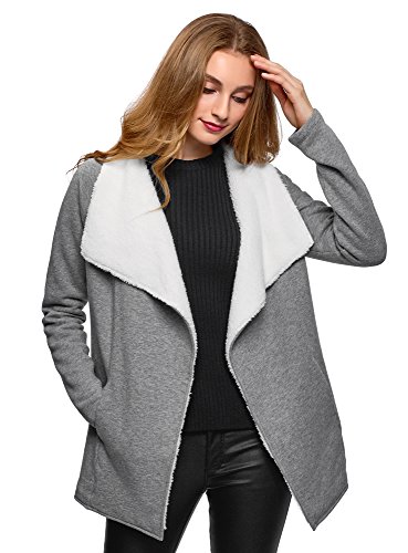 oodji Ultra Mujer Cárdigan Cruzado con Pelo Sintético, Gris, ES 40 / M