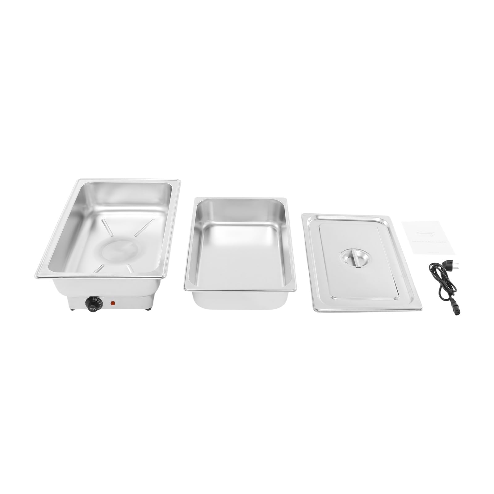 Chafing Dish elettrico in acciaio inox, 13,5 l, con regolatore di temperatura, 600 W, scaldavivande fino a 85 °C, serbatoio elettrico per buffet catering party (1 vano, 13,5 L)