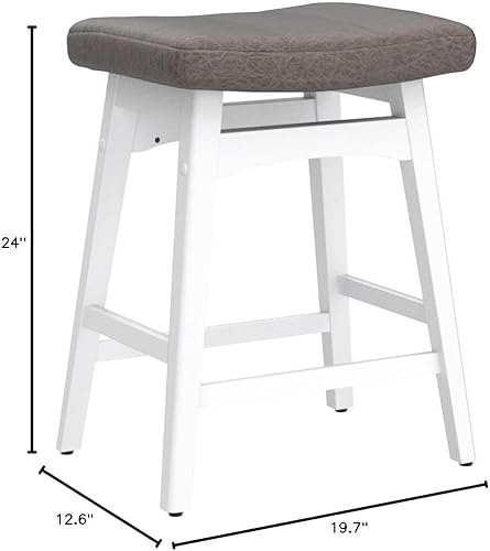 Miniatura 73 de Sophia & William Juego de 4 taburetes de bar de altura de mostrador, modernos taburetes de bar de piel sintética sin respaldo con patas de madera