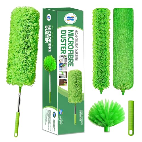 Image of dusters for Cleaning extendable Long Handle,Webster Cobweb Duster with Extension Pole,Spider Web Remover Brush with Pole,Outdoor Web Cleaner Outside for use on Ceilings, cabinets, Walls, Light