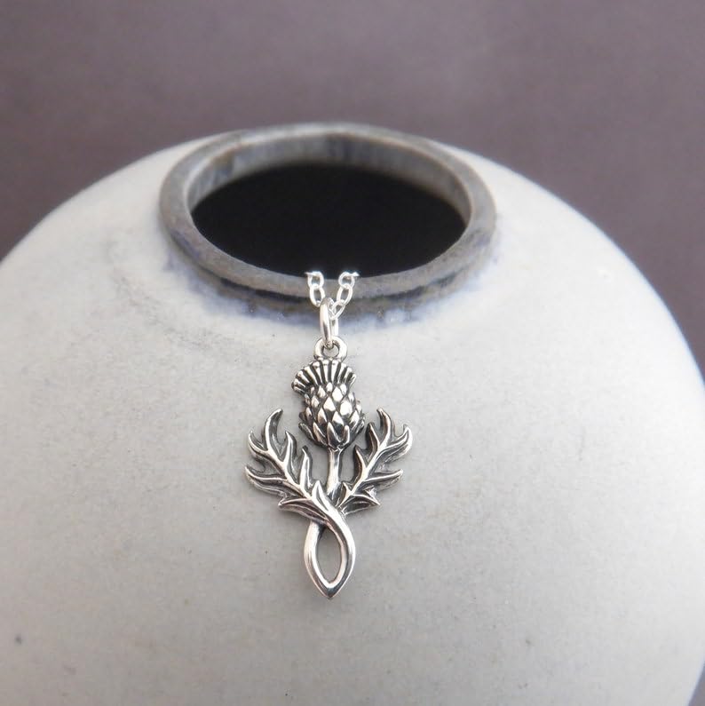Collier fleur de chardon argent, amulette de protection pour la bravoure - 2