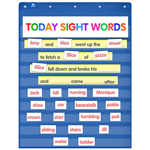 Gamenote Classroom Standard Pocket Chart with Hooks - 34×44 Heavy Duty Hanging Charts