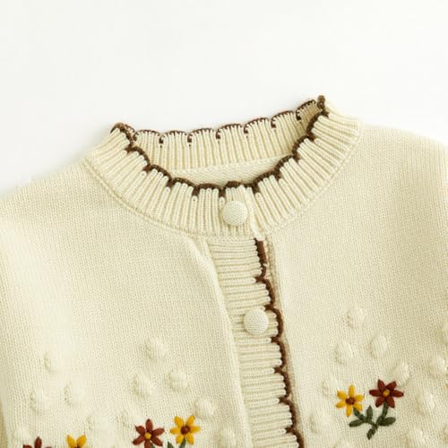Image of Simplee kids Baby Sweater Toddler Girls Cardigan Sweater Embroidered Strawberry Knit Sweater
