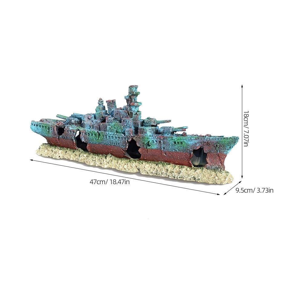 Toyvian Décoration d'épave d'aquarium : Ornement de Bateau coulé en résine pour Aquarium ; décor de Bateau naufragé pour cachette de Poisson