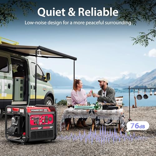 Image of PowerSmart 4400W Open Frame Inverter Generator, Gas Powered, CO-Sensor, Lightweight & Quiet for Home Use and Emergency Backup, Camping, EPA Compliant