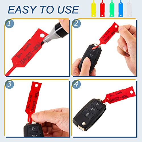 Image of Lewtemi 1000 Pcs Self Lock Arrow ID Key Tags, 4 1 /2 inch x 3 /4 inch Blank Vinyl Key Ring Repair Labels, Tear Resistant Writable Car Parts Tags for Office Automotive Dealership Shop Supplies(Mixed Colors)