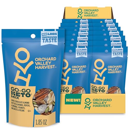 Orchard Valley Harvest Go-Go Keto Mix, 14 Pack (1.85 oz), Dark Chocolate Almonds, Peanuts, Walnuts, And Pecans, Low Carb, Gluten Free, Non-GMO