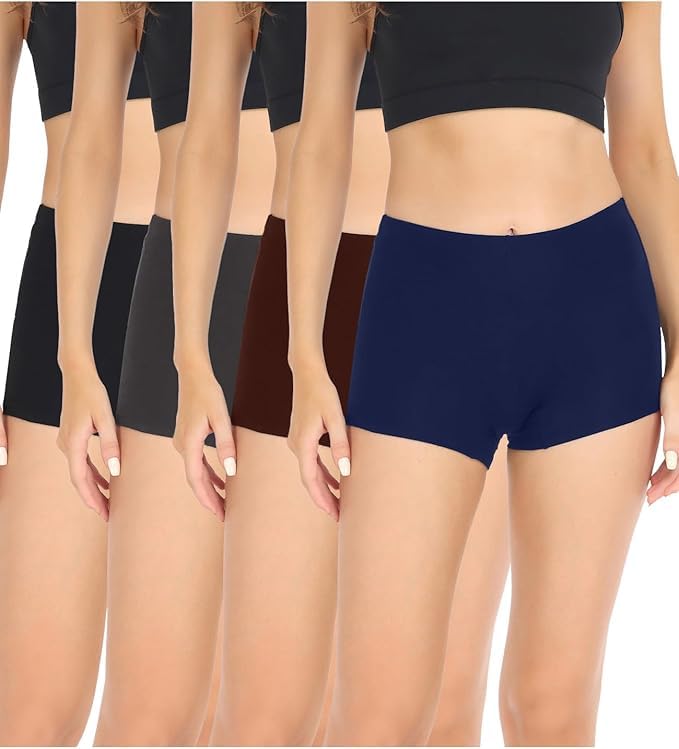 louryn koulyn Women's Boyshorts Panties Cotton Boxer Briefs for Ladies Underwear Shorts with Cotton Crotch 4 Pack-picture-44