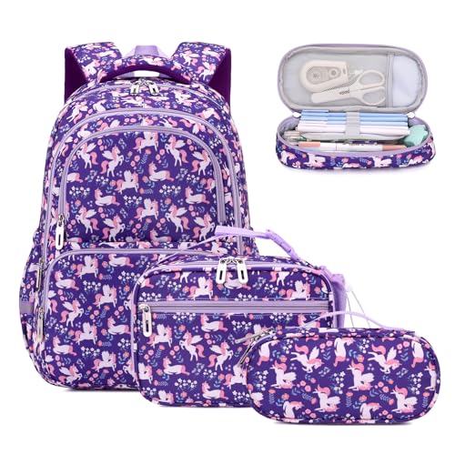 School Backpack Kids Set Middle Elementary Preschool with Lunch Bag & Pencil Case Bookbags for Boys Girls
