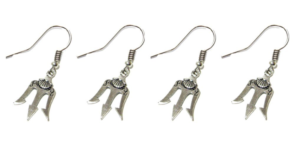 Percy Jackson Trident Silver 2 Sets of Dangle Earrings w/Gift Box