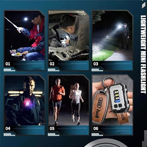 Image of PAVANI Mini EDC Flashlight with COB Light, 1000 Lumens, Rechargeable USB Keychain Torch, Powerful Pocket-Sized LED Lights for Camping, Magnetic Key Chain Spinner, Small and Convenient