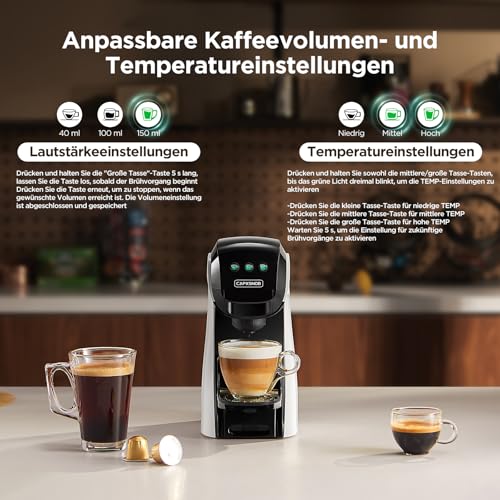 Warriors1 5in1 Kaffeemaschine Kapselmaschine für Nespresso, Dolce Gusto, Lavazza A Modo Mio, Espresso Point Kapsel und Gemahlen Kaffee, 20 bars, 0,8 L, Automatische Kaffeemaschine für Zuhause und Büro – Bild 7