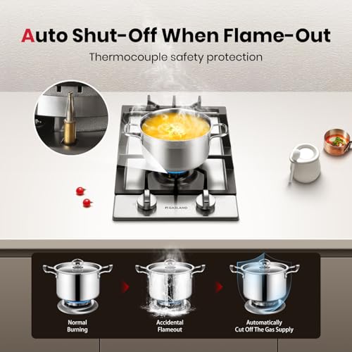Image of GASLAND 12 Inch Gas Cooktop 2 Burners, Drop-in Natural Gas Hob with Thermocouple Protection, LPG /NG Convertible Dual Fuel Propane Stove Top, Stainless Steel