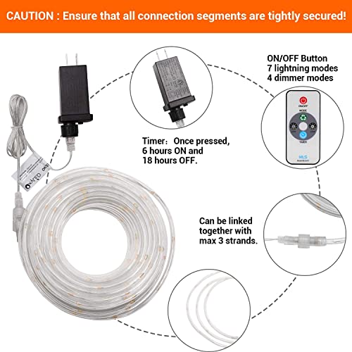 66Ft Led Rope Lights Outdoor: 300 Led String Lights With Remote, Ip65 Waterproof Connectable Tube Lights, 7 Modes Led Christmas Lights For Bedroom Party Indoor Decor Camping Patio Wedding #TOP5